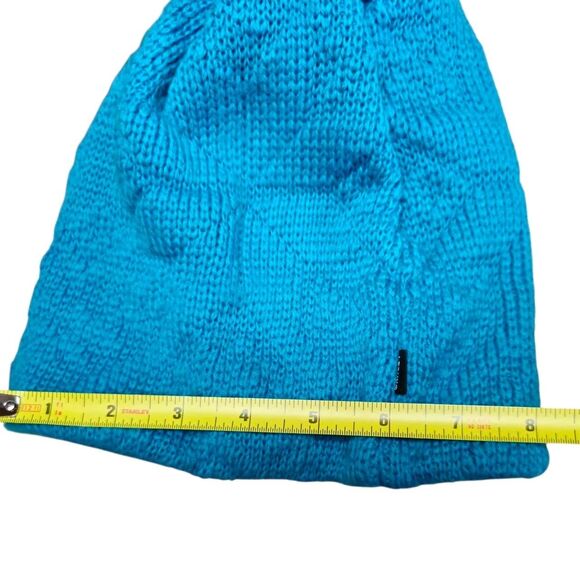 Vintage Smiley 100% Wool Beanie Ski Hat USA Knit Cap Blue on Blue Fair Isle - Picture 4 of 7